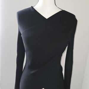 MM Lafleur Black Textured Knit Top